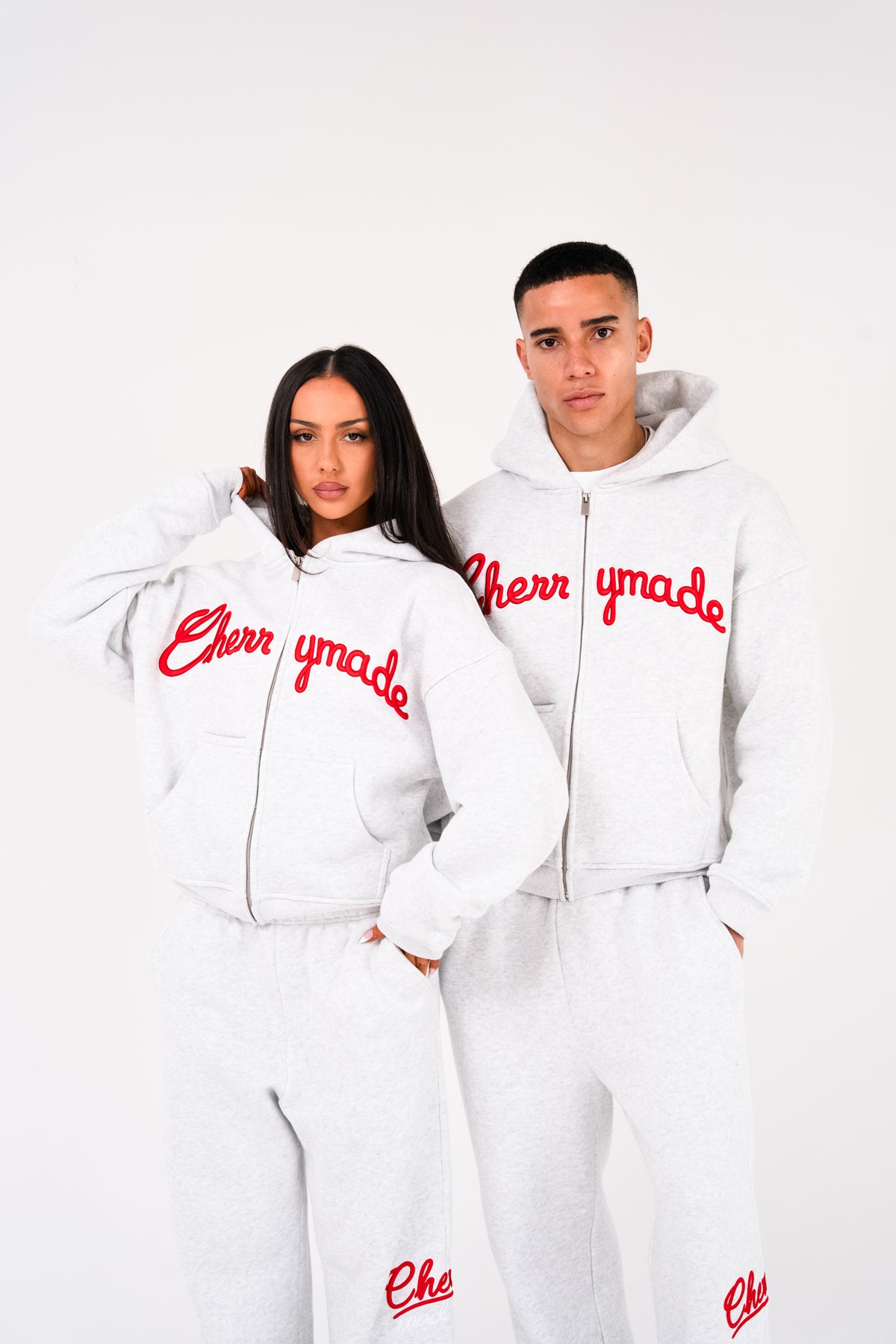 SCRIPT LOGO ZIP UP HOODIE - WASHED GREY