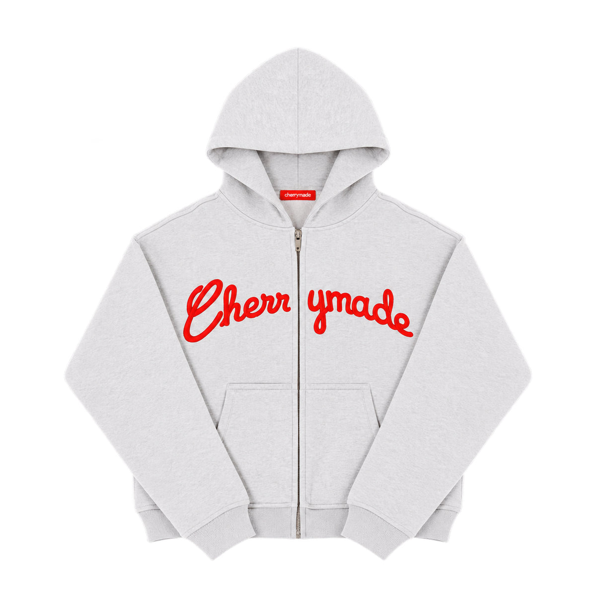 SCRIPT LOGO ZIP UP HOODIE - WASHED GREY